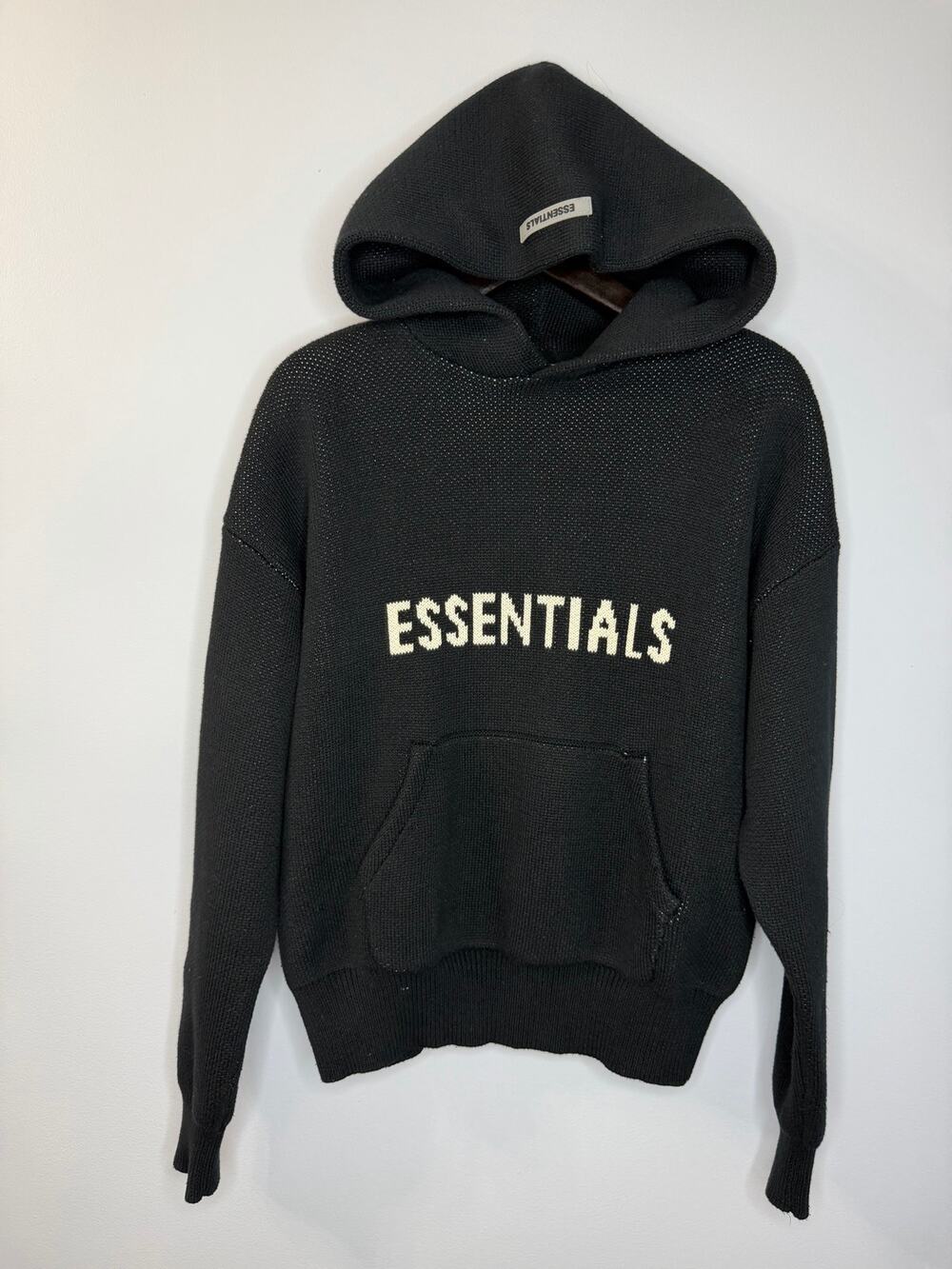 Fear of God Essentials Knit Hoodie Black White Logo  Relax Sz XS Unisex